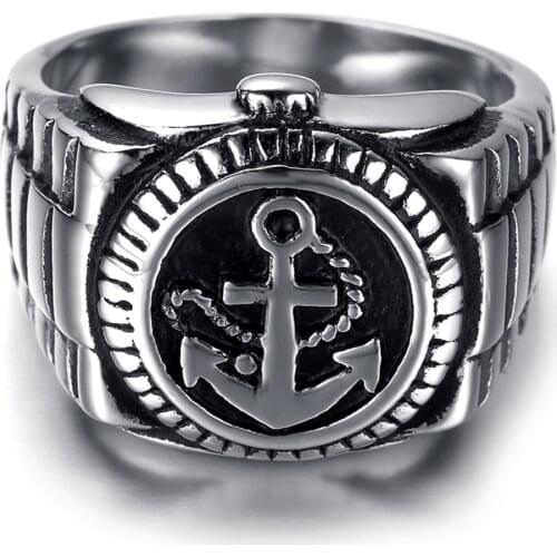 Anchor Titanium Steel Rings Jewelry Mens Punk Rings