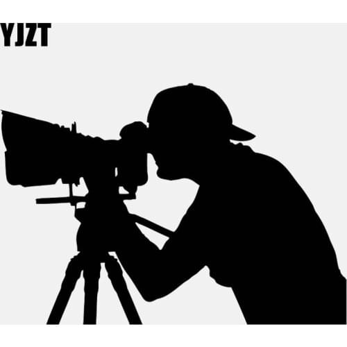 YJZT 14.1CM*9.8CM Photographer Photo Art Studio Camera Vinyl Black/Silver Car Sticker C22-0842