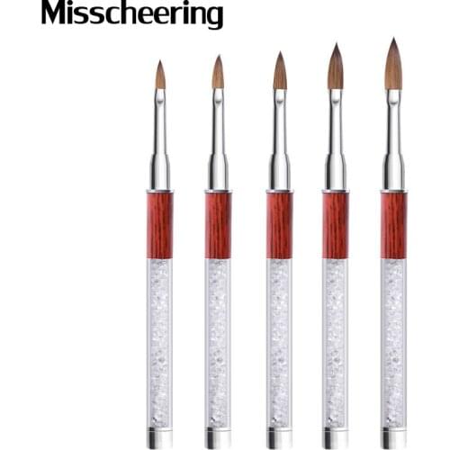 1Pcs 100% Kolinsky Sable Gel Nail Brush Crystal Nail Art Brushes For Drawing Caving Pen DIY Liquid Powders Manicure Tools