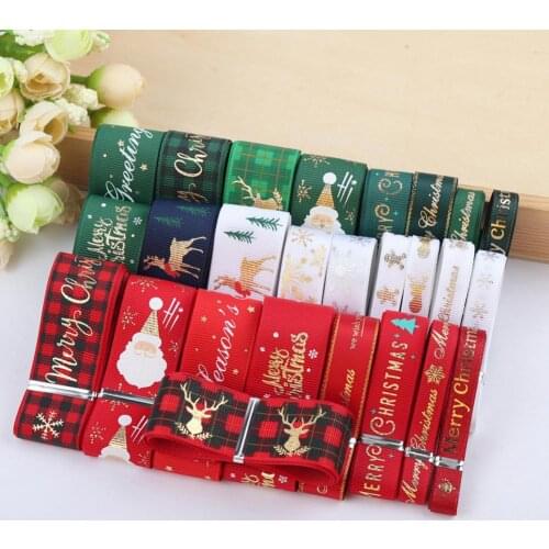 10/15/25mm 5 Yards Color Print Ribbon Christmas Gift Wrapping Ornaments Decoration Ribbon Xmas Tree Pendants Riband