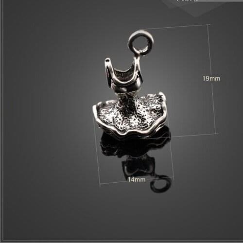 High quality 10 PCS/Lot 14mm*19mm Jewelry Making Charm antique silver plated 3D Women Dress skirt charms