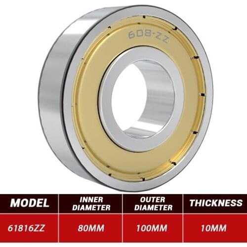 10pcs/Lot Deep Groove Ball Bearings 80mm*100mm*10mm High-carbon Steel Rolamento Ball Bearings Replacement Part Accurate 61816ZZ