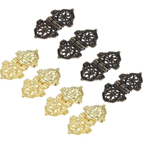 10pcs Hinges w/screw Antique Bronze/Gold 53*28mm Lace Decor Door Cabinet Jewelry Box Drawer Furniture Old Fashion Chinese Style