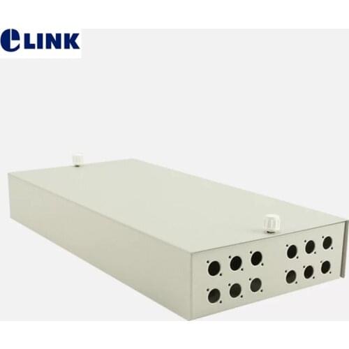 2pcs 12 cores FTTH FC blank terminal box SPCC 12 port FC fiber optic patch panel FTTX Distribute box Beige ELINK thickened 0.8mm