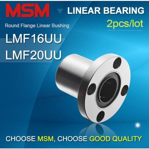 2pcs LMF16UU (16x28x37)/LMF20UU (20x32x42) Round Flange Linear Bearings SMF16GUU/LHFR16 SMF20GUU/LHFR20 Sliding Bushing CNC Kits