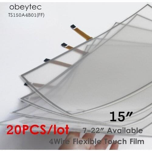 20PCS! obeycrop 15 " film touch screen sensor, 4-wire resistive touch panel flexible, AA 305*229 mm, TS150A4B01(FF)