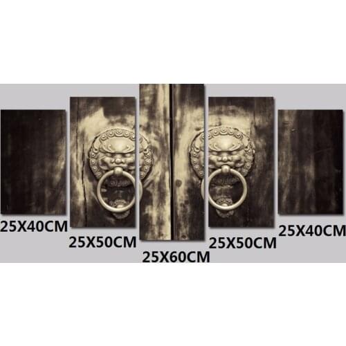 5pcs 5D diamond embroidery copper ring lion Door Knob canvas painting,Diy 5d diamond Painting,diamond cross stitch wall stickers