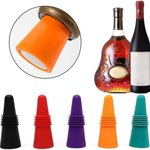 5pc Premium Silicone Wine and Beverage Bottle Cap Leak Proof Soda Champagne Bottles Creative Sealer Stopper Reusable for Beer