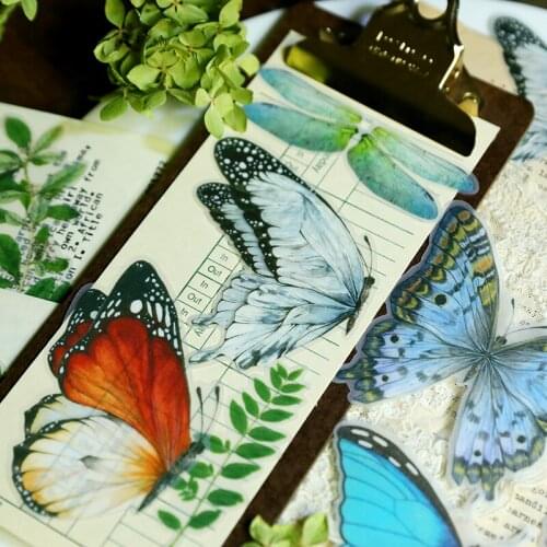 50pcs Vintage Retro Journal Large-sized Butterfly Tropical Plants TN Stickers Aesthetic