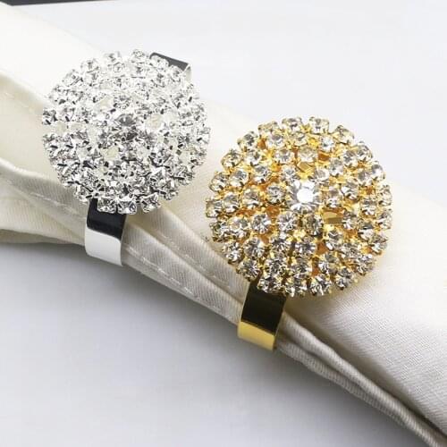 6pcs/lot Metal Napkin Link Day Party DIY Hotel Countertop Rhinestone Decoration Napkin Buckle Western Restaurant Table Supplies
