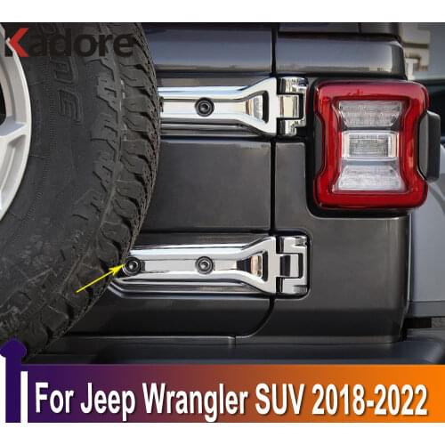 For Jeep Wrangler SUV 2018 2019 Exterior Accessories ABS Chrome Car Rear Door Spare Tire Tailgate Hinge Cover Trims