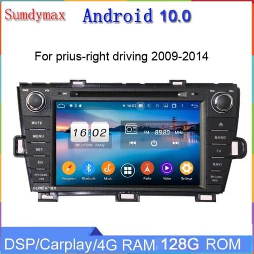8" HD touch screen android 10 octa core car dvd player for toyota prius right driving car audio stereo gps navigation wifi