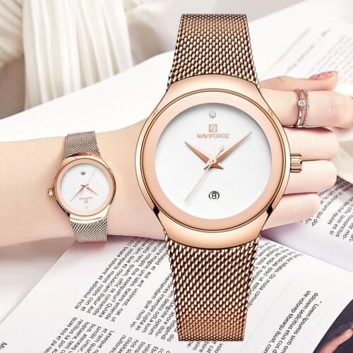 NAVIFORCE Womens Watches Luxury Gold Ultra Thin Woman Watch 2019 Luxury Waterproof Quartz Lady Wrist Watch Relogio Feminino