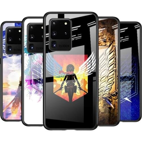 Tempered Glass Cover Anime Attack On Titan For Samsung Galaxy S21 Ultra Plus 5G M51 M31 M21 Shockproof Shell Phone Case