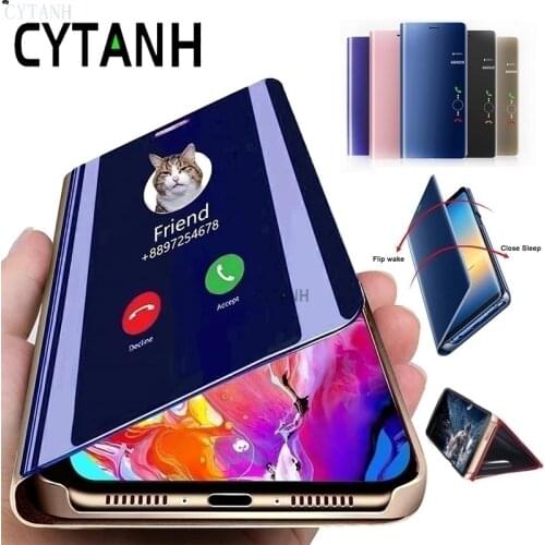 Luxury Magnetic Flip Smart Mirror Cellphone Case For Samsung Galaxy S21 FE A21S A51 A31 A71 A70 A41 A10 A11 A12 Protective Shell