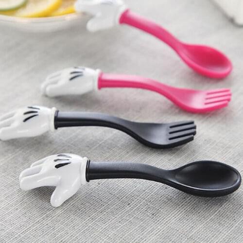 Childrens cartoon tableware palm spoon fork childrens cutlery set cartoon childrens fork spoon Creative palm tableware gifts