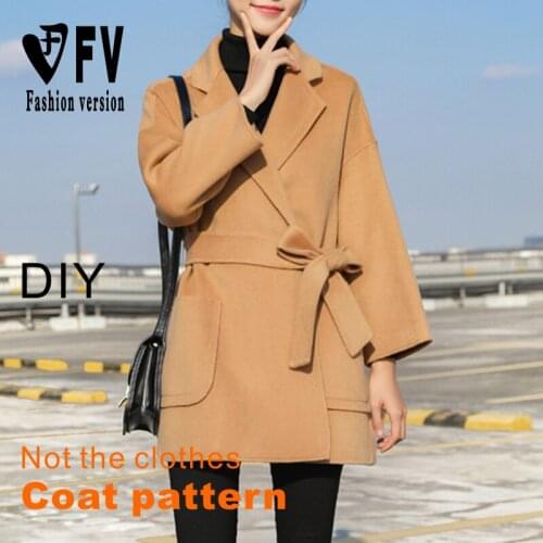 Double-sided cashmere coat pattern womens fashion lapel coat garment sewing drawing BFY-332