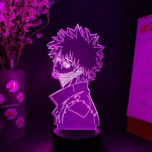 Dabi Figurine 3D Illusion Lamp My Hero Academia Anime Night Light LED Sensor Upward Lighting Acrylic Desk Lamps on the Table Dec