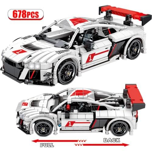 City High-tech MOC Pull Back Mechanical Classic Cars Racing Vehicle Model Building Blocks Creator Sports Car Bricks Kids Toys