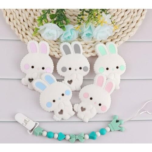 Kovict 1pcs Baby Silicone Teether Cartoon Rabbit Food Grade Silicone Rodent Teething Toys For Teeth Tiny Baby Teether Gift