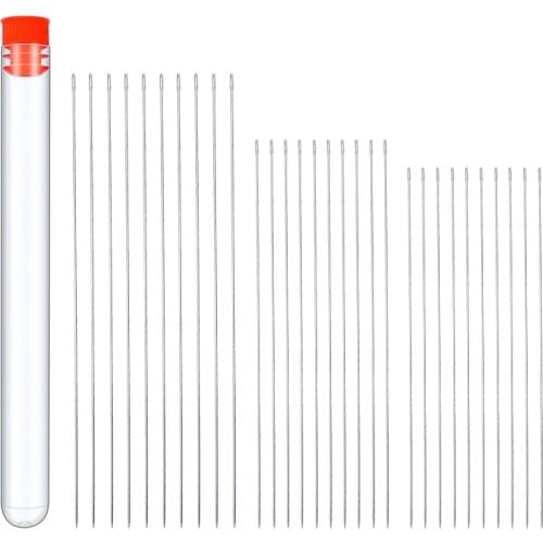 LMDZ 3 Size 30 Pieces Long Beading Needles with Needle Bottle 0.45 mm 0.55mm Diameter and 80mm 100mm 120 mm/ Long