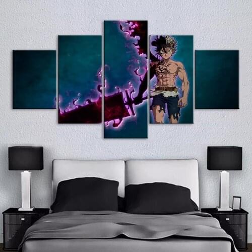 Canvas Painting Wall Art Fight Man Purple Fog Cool HD Printing Poster 5pcs Home Decorative Modern Living Room Modular Pictures