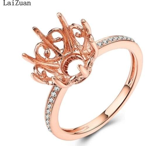 Fine Jewelry 10K Rose Gold Round 10mm Natural Diamonds Semi Mount Elegant Ring