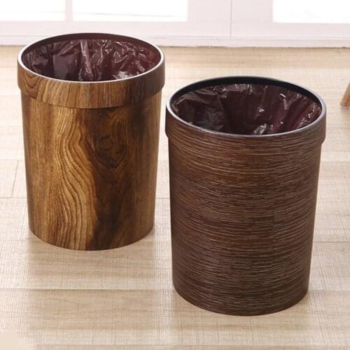 Household Retro Round Trash Can Home Bucket Garbage Bin Hotel Living Room Office Wastebasket Cans Recycling Bin for Home Bedroom