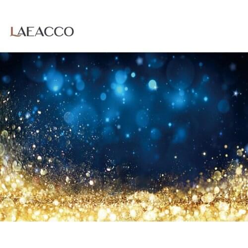 Laeacco Fantasy Dreamy Glitter Polka Dot Light Bokeh Wedding Love Party Golden Blue Photo Background Photography Backdrop
