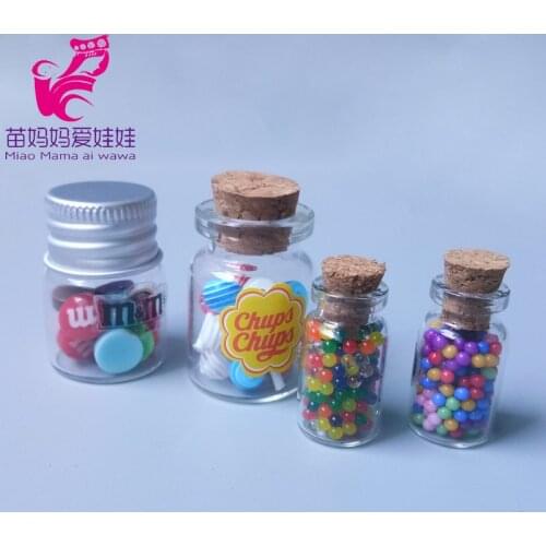 Doll miniature kitchen food toy model shooting props set scenery mini MM candy glass jar