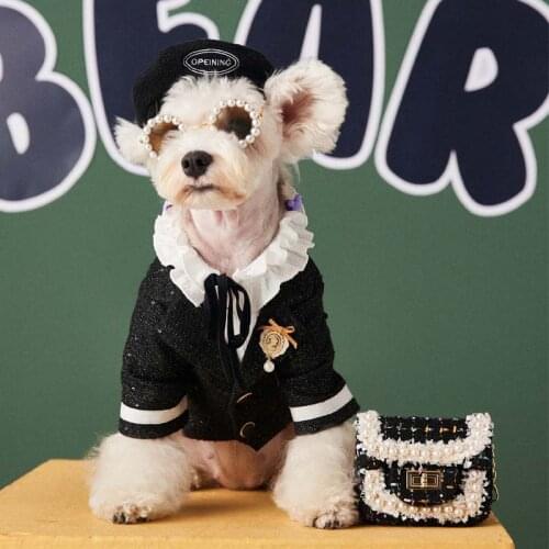 Dog clothes autumn and winter new Teddy Schnauzer Bomei College small and medium dog pet small fragrance suit jacket