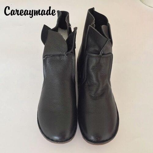 Careaymade-The autumn winter boots pure handmade top layer genuine leather boots Retro Leather shoes Sen girls style ankle boots