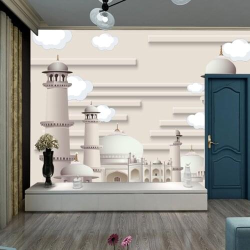 Custom Photo Cartoon Castle Cloud Mural Wallpaper Background Wall Papers for Living Room Kids Bedroom Home Decor Contact Paper