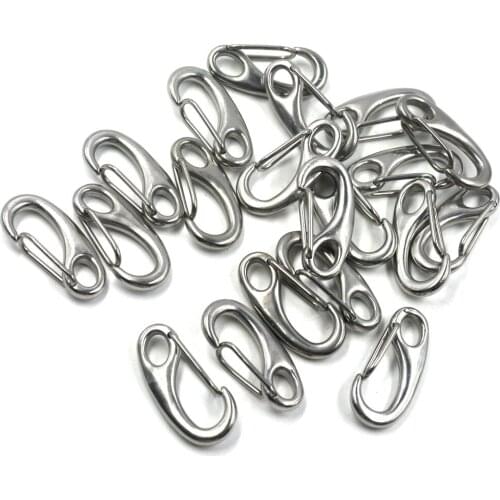Silver Tone Multifunctional 304 Stainless Steel Egg Shape Small Spring Snap Hook,Quick Link Carabiner Pack of 20