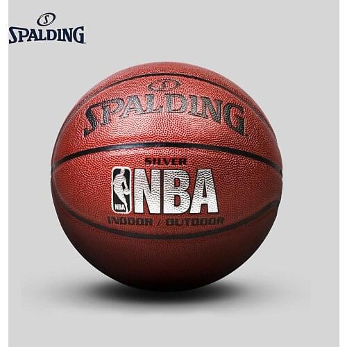 SPALDING ORIGINAL classic SILVER basketball official size and weight 7# PU material indoor outdoor mens match ball 74-608Y