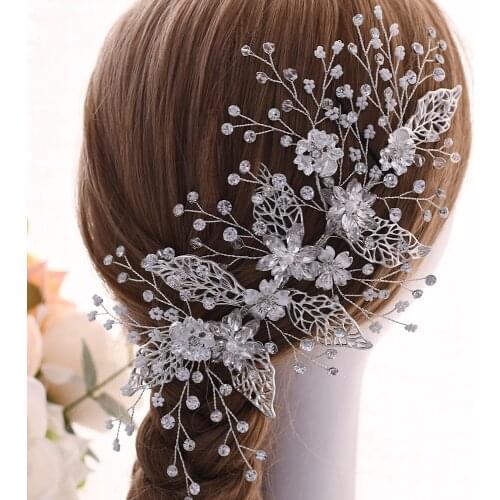ZMHP298 Rhinestone Hair Piece Flower Wedding Headband Bridal Hair Accessories for Women Wedding Hair Jewelry Hair Crown Wreath