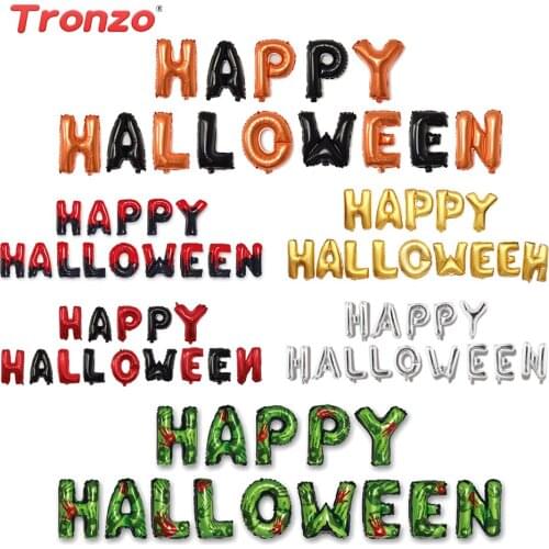 Tronzo Letter Happy Halloween Foil Balloon Halloween Decoration 16inch Pumpkin Gold Alphabe Air Balloons Halloween Party Favors