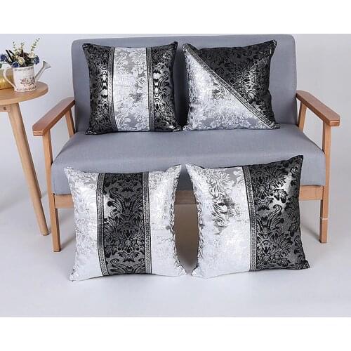 Vintage Black Silver Floral Cushion Cover Pillow Case For Car Sofa Decor Pillowcase Home Decorative Pillow Cover