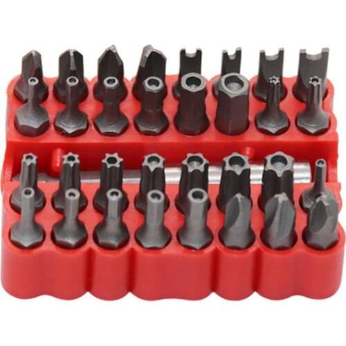 Screws Security Tamper Proof Spanner Star Hex Torx Bits Wing Tools 1/4" Drill Screwdriver Holder Magnetic 33Pcs R0I1