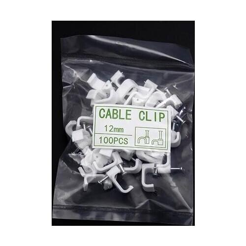 100PCS/bag 12mm cable clips cable nail wire clips white F12 Square Steel Nail cable clips Cable Wire Wall Hanging