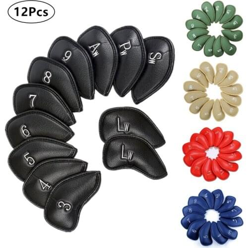 12Pcs/Set Portable PU Golf Head Covers Golf Club Iron Head Protector Golf Putter Cover Headcover Golf Accessory