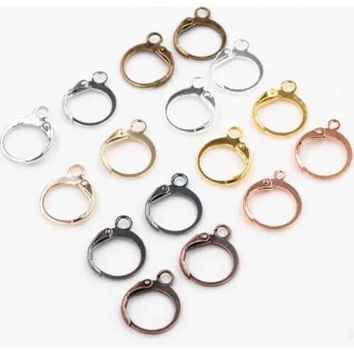 14x12mm 30pcs High Quality Silver Plated Rose Gold Color Rhodium Plated Brass French Earring Hooks Wire Settings Base Whole Sale