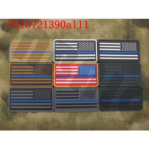 3D PVC Patch star left The thin blue line America flag Police SWAT Military Morale