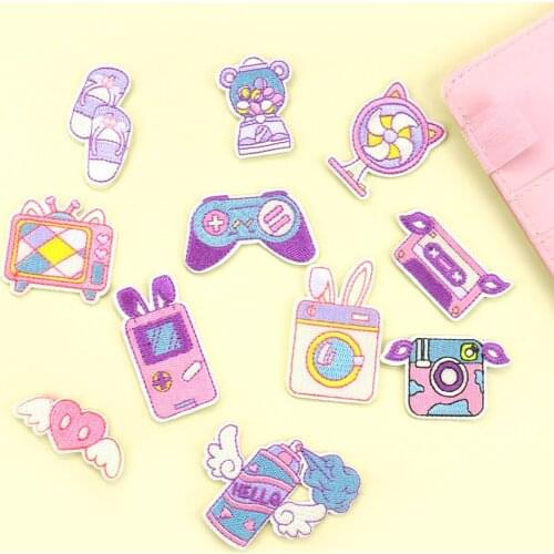 5PCS Cartoon Self-adhesive Patches for Clothes DIY Stripes Appliques Stickers Game Console Embroidery Badge Apparel Wallet Decor