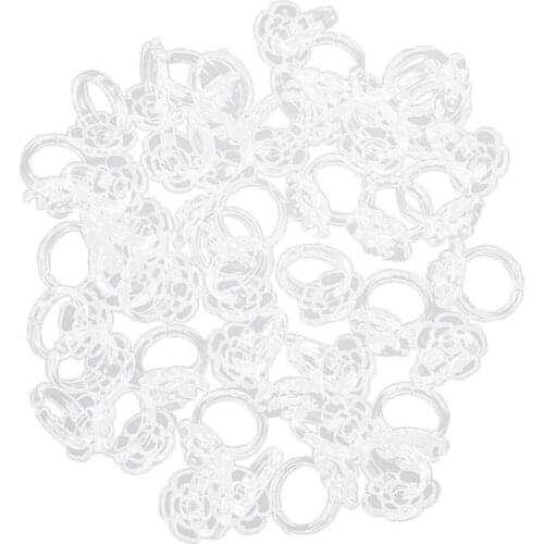 50pcs Flower Clip On Display Ring Pops Nail Polish Natural Clear