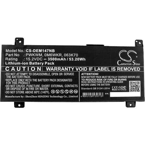 Cameron Sino 3500mAh Battery For DELL Inspiron 14 7000, Inspiron 14 7466, Inspiron 14 7467,063K70,0M6WKR,PWKWM