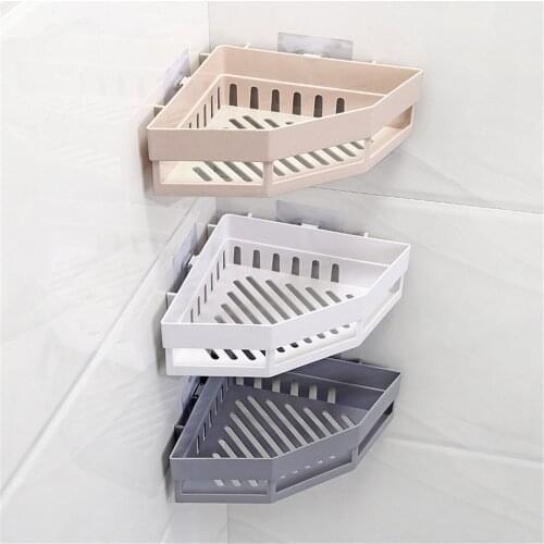 Bathroom Accessories Kitchen Organizer Traceless Plastic Bathroom Kitchen Storage Rack Organizer Shower Shelf Bathroom Shelves