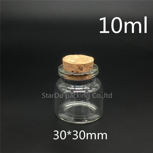 Free shipping 500pcs/lot 10ml 30*30mm Wishing Glass Bottle with Cork ,High-quality 10cc Glass Vials Display Bottle Wholesale