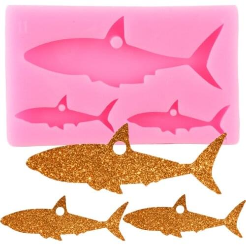 Shiny Glossy Shark Silicone Mold Craft Custom Keychain Molds DIY Handmade Charms Mould Jewelry Making Necklace Mould