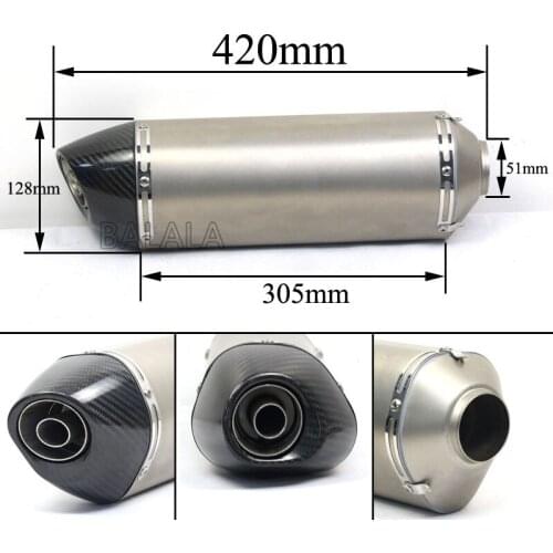 51mm Inlet Motorcycle Exhaust Muffler For Ak Exhaust Motorcycle Pitbike Escape Moto For Honda CBR250 Cbenelli trk 502 FZ400